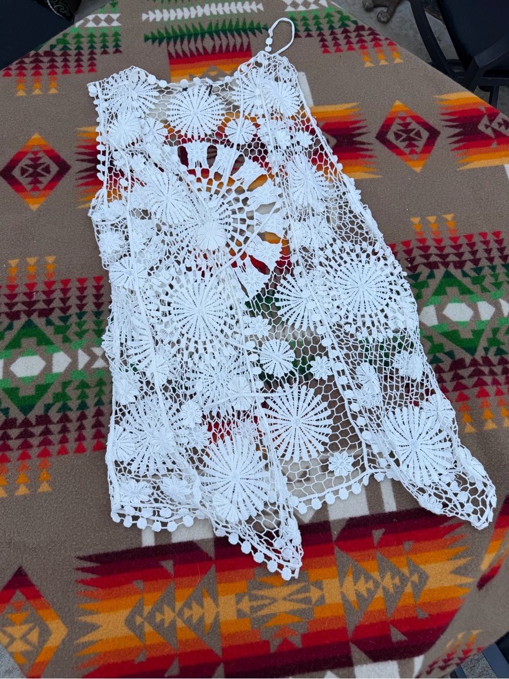 White Crochet Lace Open Vest